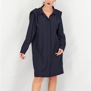 H by Halston dark navy structured shirt dress size M